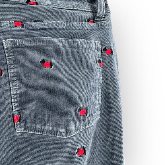 Talbots Simply Flattering Gray Corduroy Dog Embroidered Pants Womens 14 Scottie - Picture 6 of 7